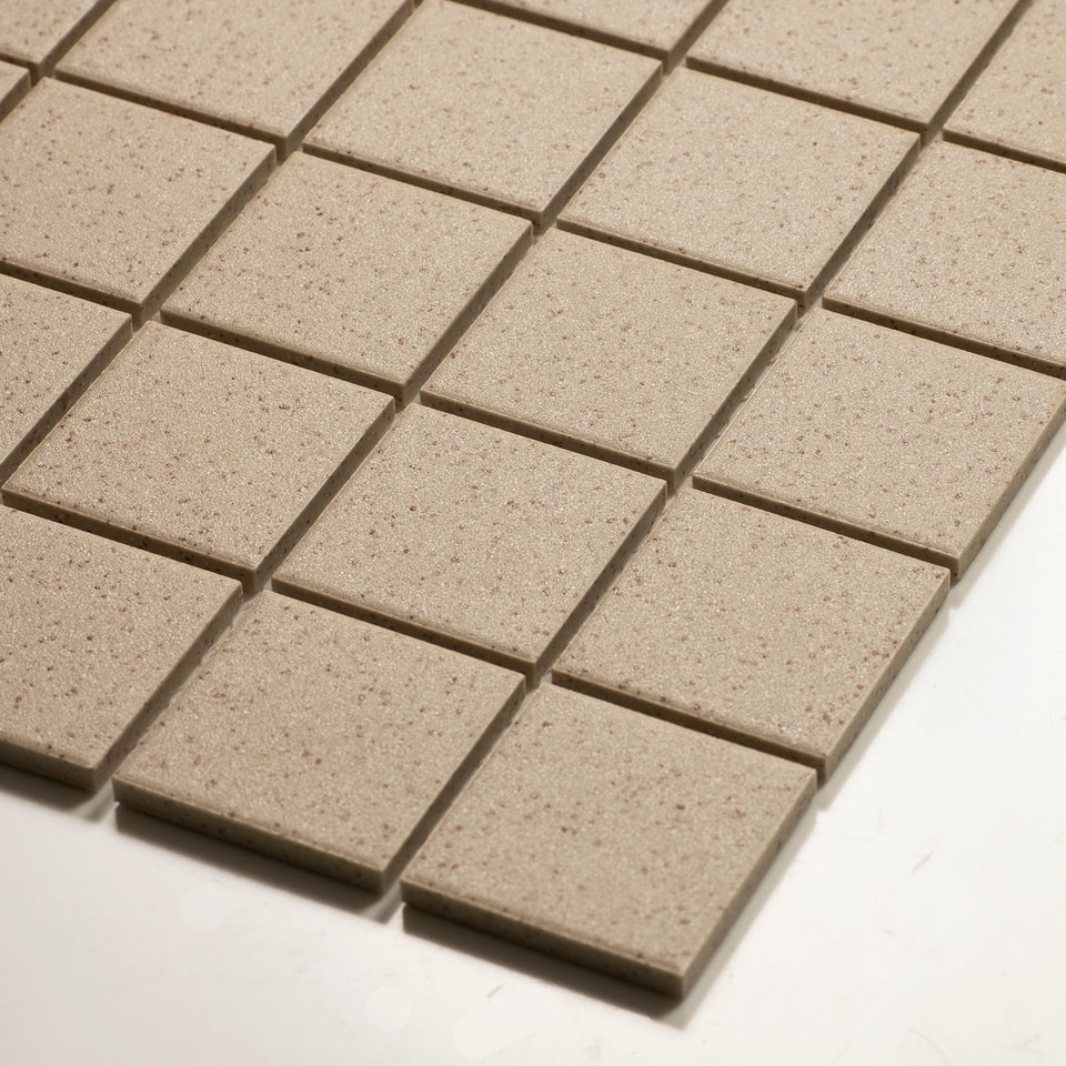Briq Flecked Linen Unglazed Porcelain Mosaic Tile 48×48mm