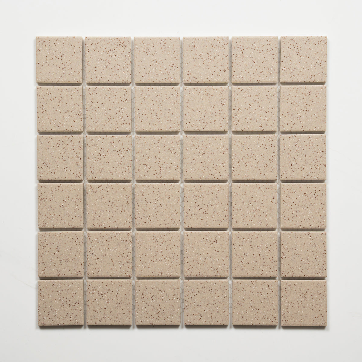 Single No Hand Briq Flecked Linen Unglazed Porcelain Mosaic Tile 48×48mm MOSOASPUNG48 - The Blue Space