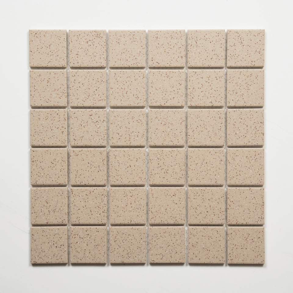 Briq Flecked Linen Unglazed Porcelain Mosaic Tile 48×48mm