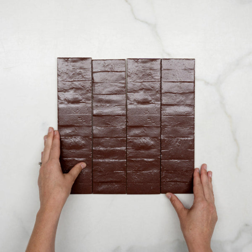 Burgundy Olivia Feature Subway Matte  75 x 300mm Porcelain