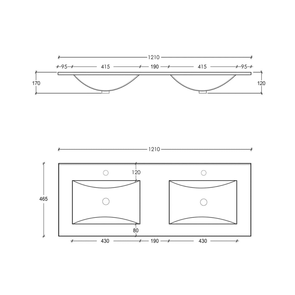 Otti Byron Fluted Woodland Oak Wall Hung Vanity with Ceramic Top