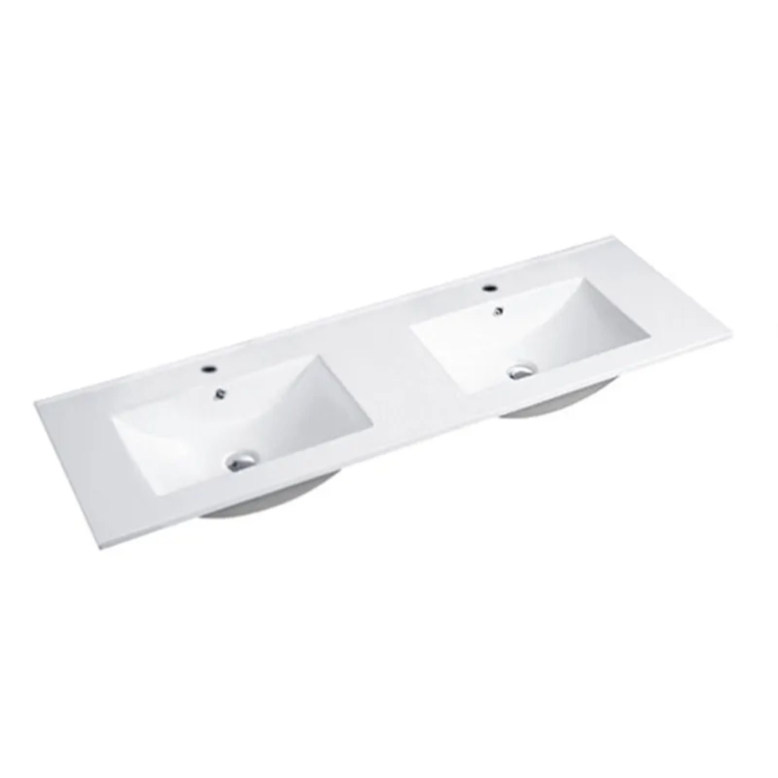 Double Bowl Byron Fluted Woodland Oak Wall Hung Vanity with Double Bowl Ceramic Top - The Blue Space