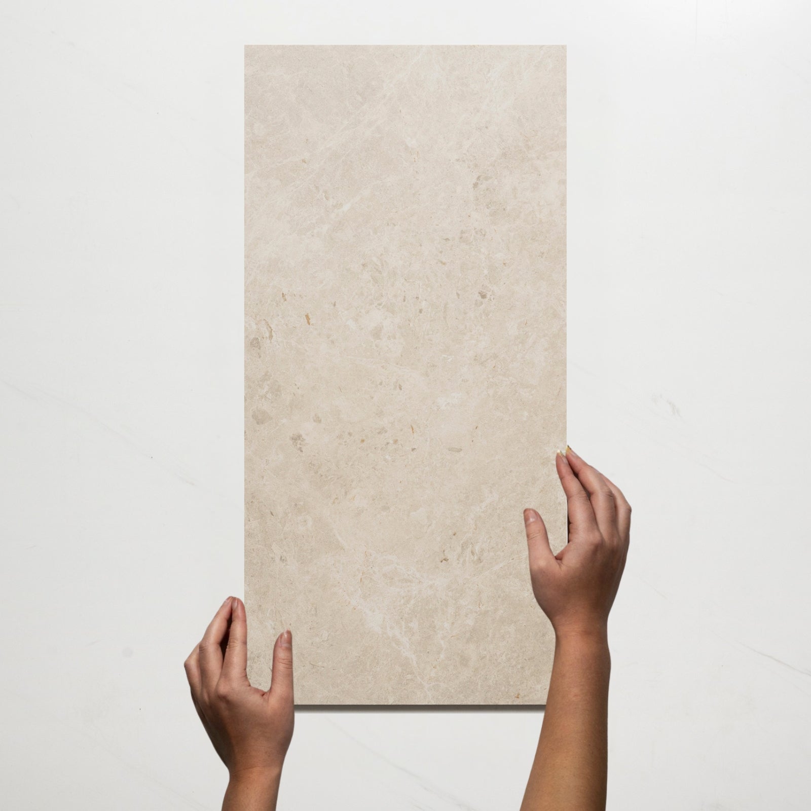 Single With Hand Cairnwell White Stone Look Porcelain Tile P3 300×600mm WITHWHI3 - The Blue Space