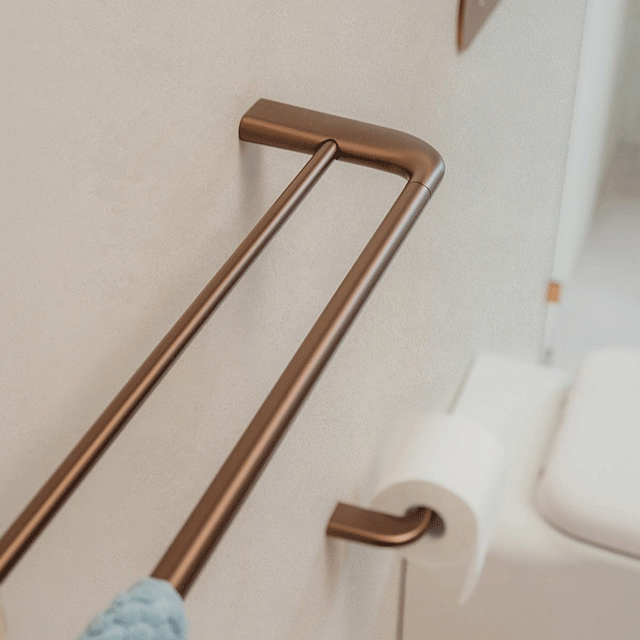 Caroma Contura II 820mm Double Towel Rail - Brushed Bronze