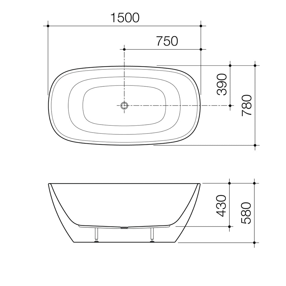 Caroma Contura II 1500mm Freestanding Bath - White