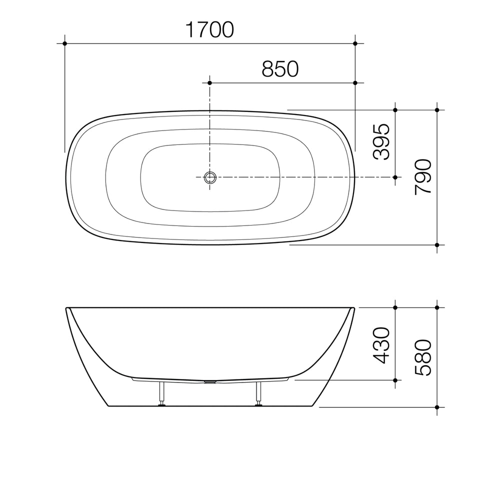 Caroma Contura II 1700mm Freestanding Bath - Matte White