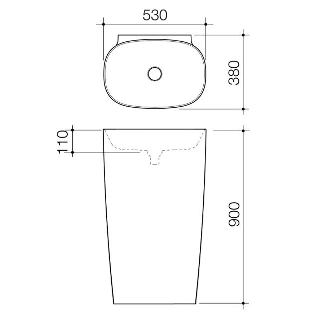 Caroma Contura II 530mm Freestanding Basin - White