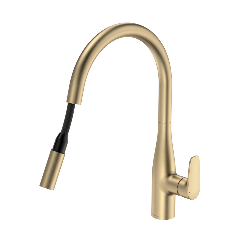 Caroma Contura II Pull Out Sink Mixer - Brushed Brass
