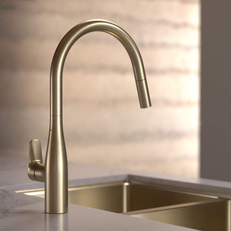 Caroma Contura II Pull Out Sink Mixer - Brushed Brass