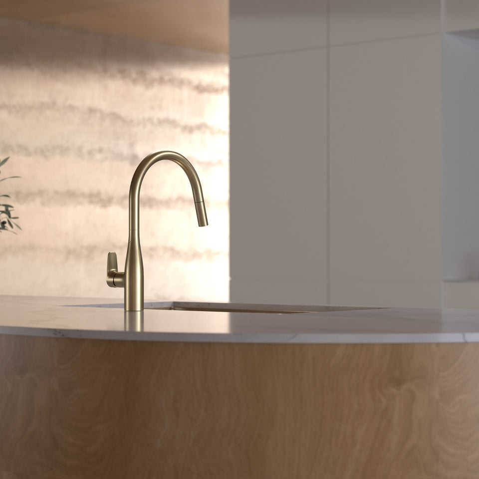 Caroma Contura II Pull Out Sink Mixer - Brushed Brass