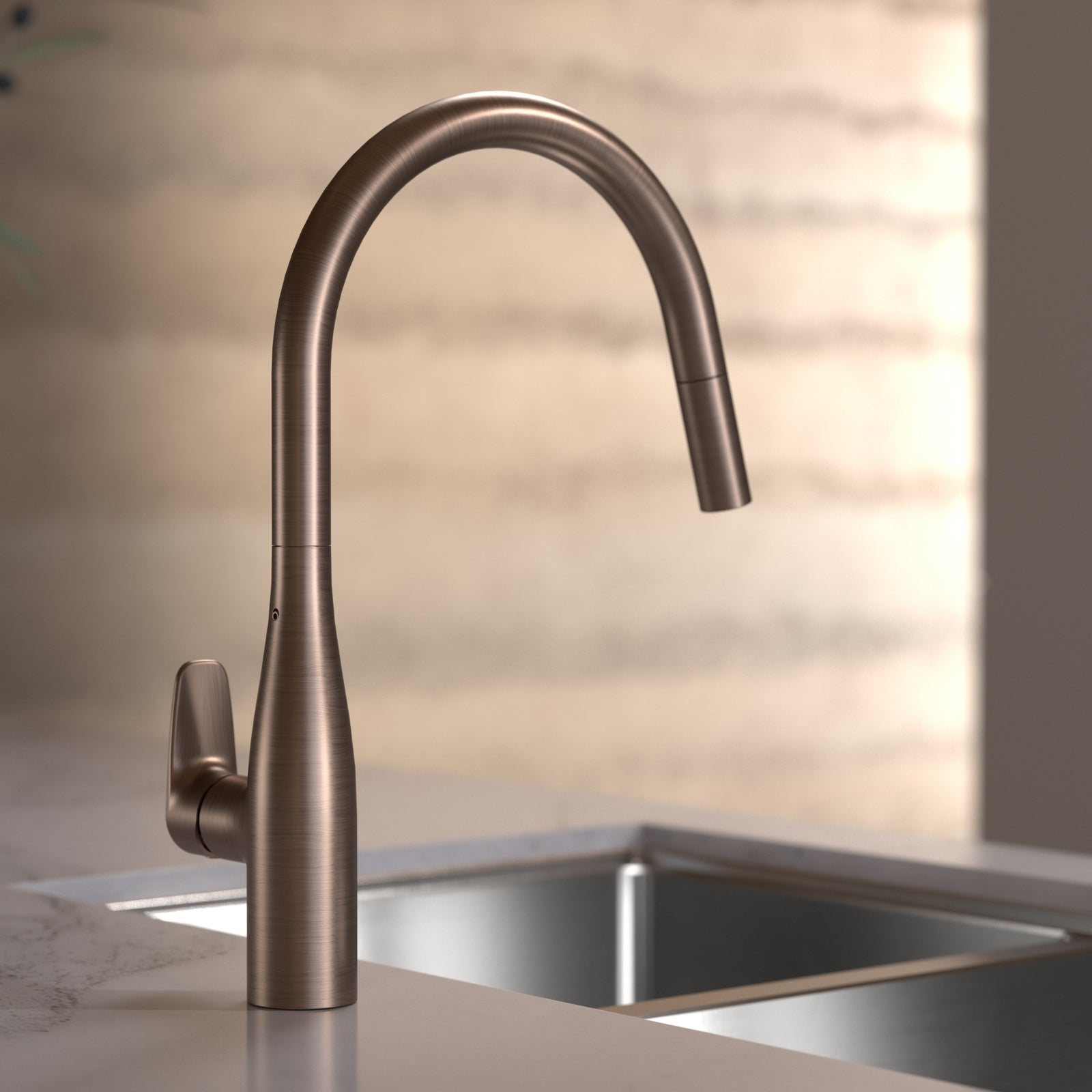 Lifestyle 2 Caroma Contura II Pull Out Sink Mixer - Brushed Bronze 849062BBZ56AF - The Blue Space