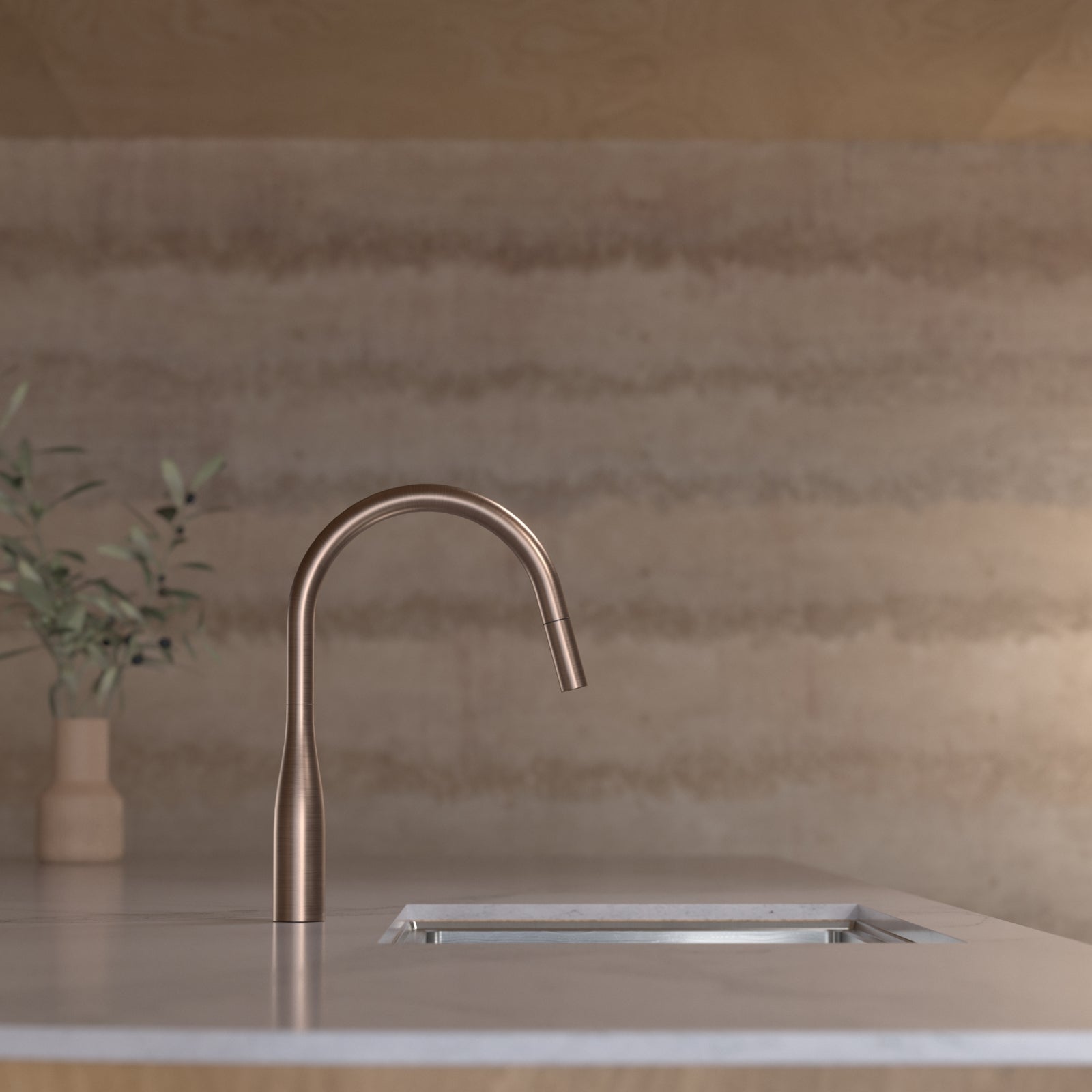 Lifestyle 3 Caroma Contura II Pull Out Sink Mixer - Brushed Bronze 849062BBZ56AF - The Blue Space