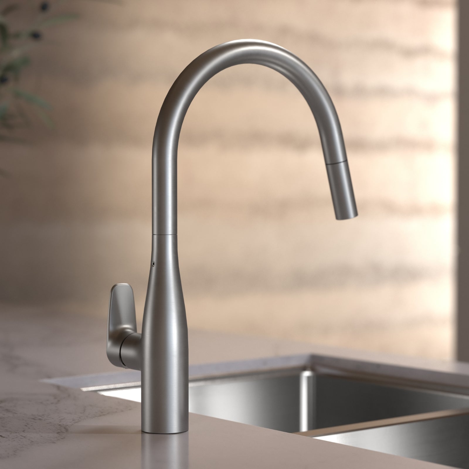 Lifestyle 2 Caroma Contura II Pull Out Sink Mixer - Brushed Nickel 849062BN56AF - The Blue Space
