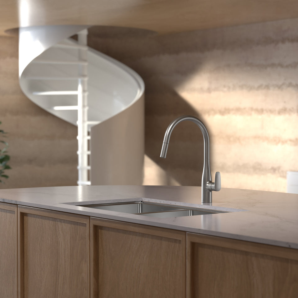 Caroma Contura II Pull Out Sink Mixer - Brushed Nickel