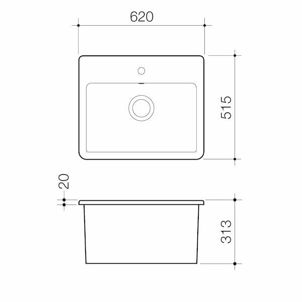 Caroma Cubus Laundry Vanity Basin 627mm