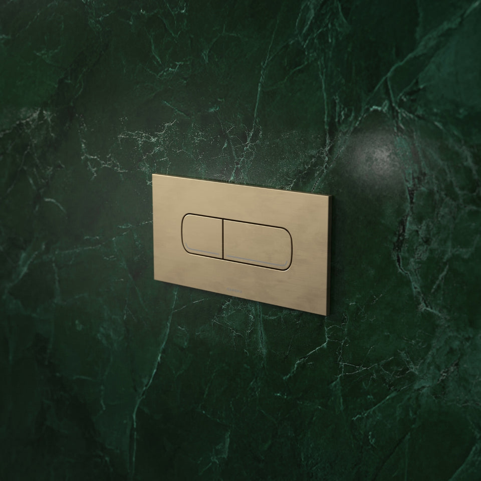 Caroma Invisi Series II® Oval Dual Flush Plate & Buttons (Metal) Brushed Brass