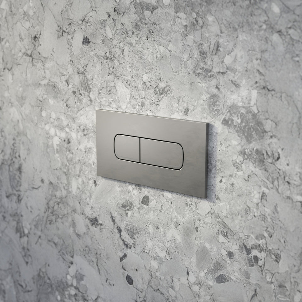 Caroma Invisi Series II® Oval Dual Flush Plate & Buttons (Metal) Brushed Nickel