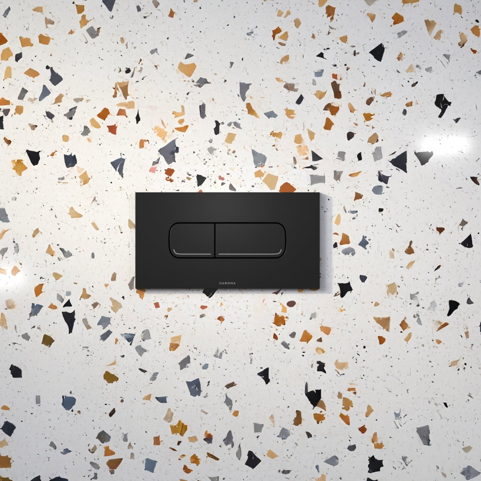 Lifestyle 1 Caroma Invisi Series II® Oval Dual Flush Plate & Buttons (Metal) Matte Black 237078B - The Blue Space