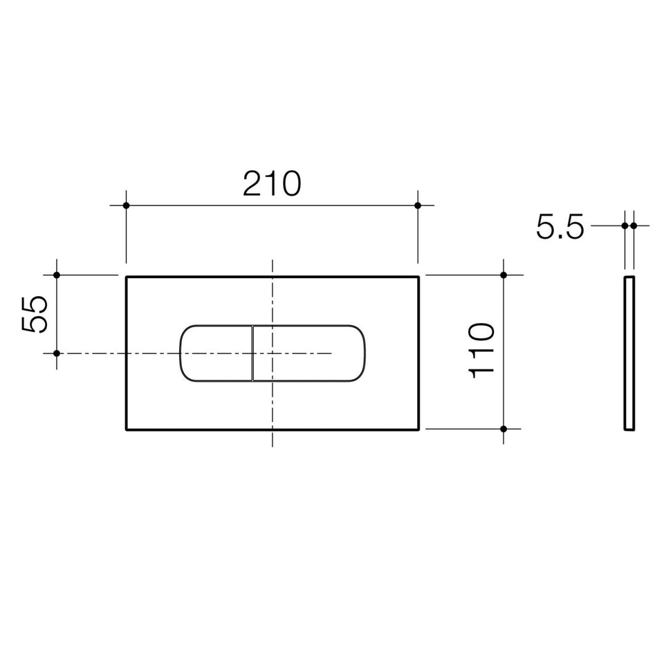 Caroma Invisi Series II® Oval Dual Flush Plate & Buttons (Metal) Matte Black