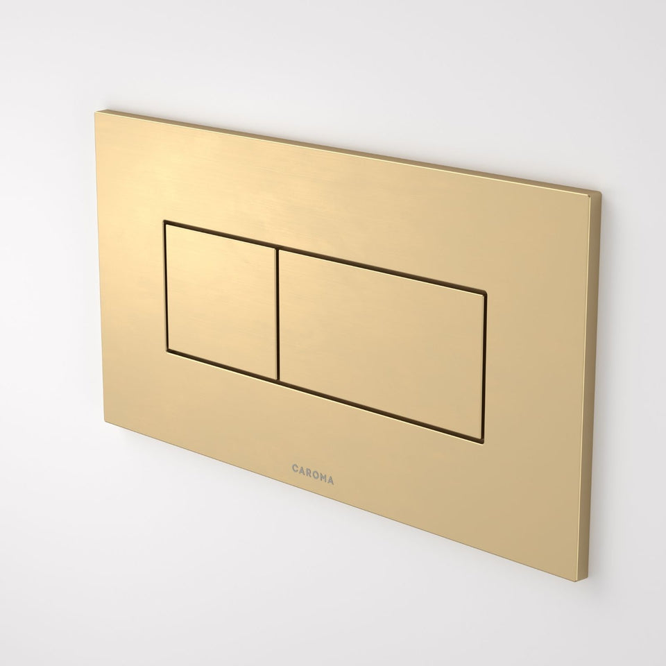 Caroma Invisi Series II® Rectangle Dual Flush Plate & Buttons (Metal) Brushed Brass