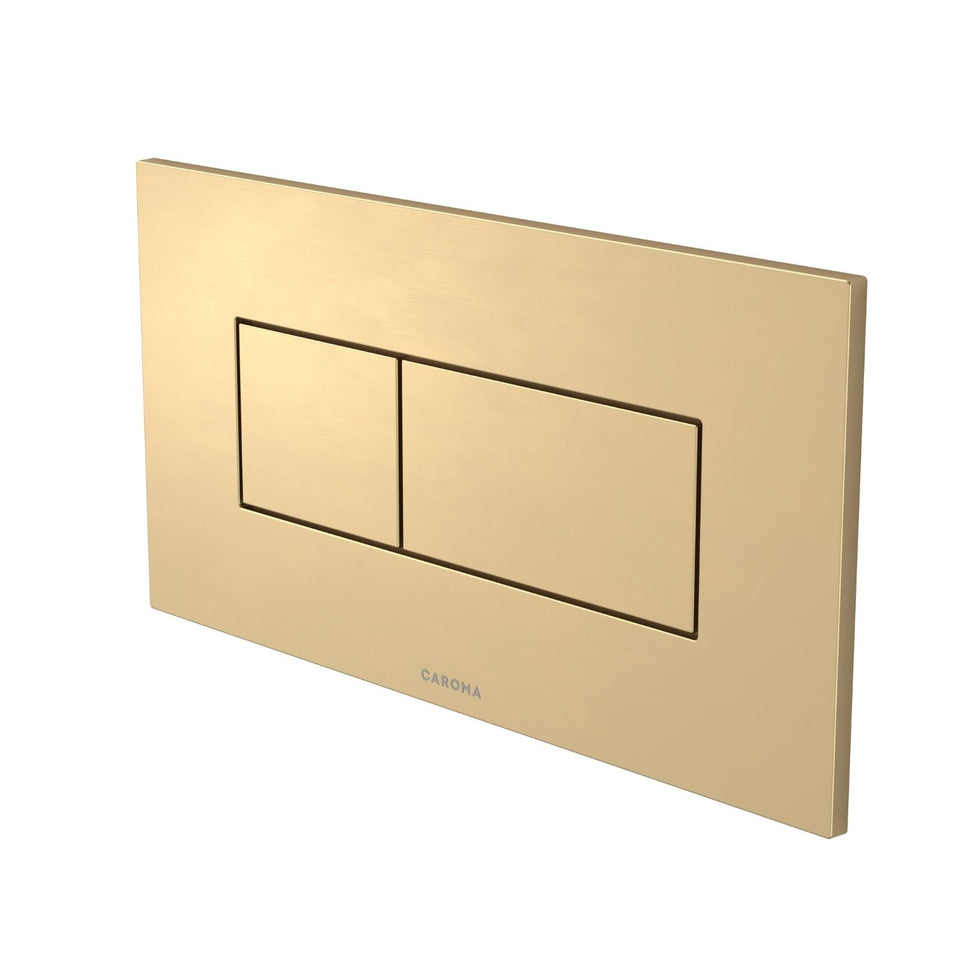 Caroma Invisi Series II® Rectangle Dual Flush Plate & Buttons (Metal) Brushed Brass
