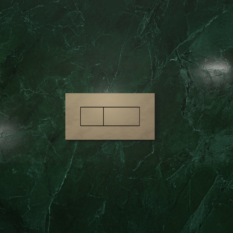 Caroma Invisi Series II® Rectangle Dual Flush Plate & Buttons (Metal) Brushed Brass
