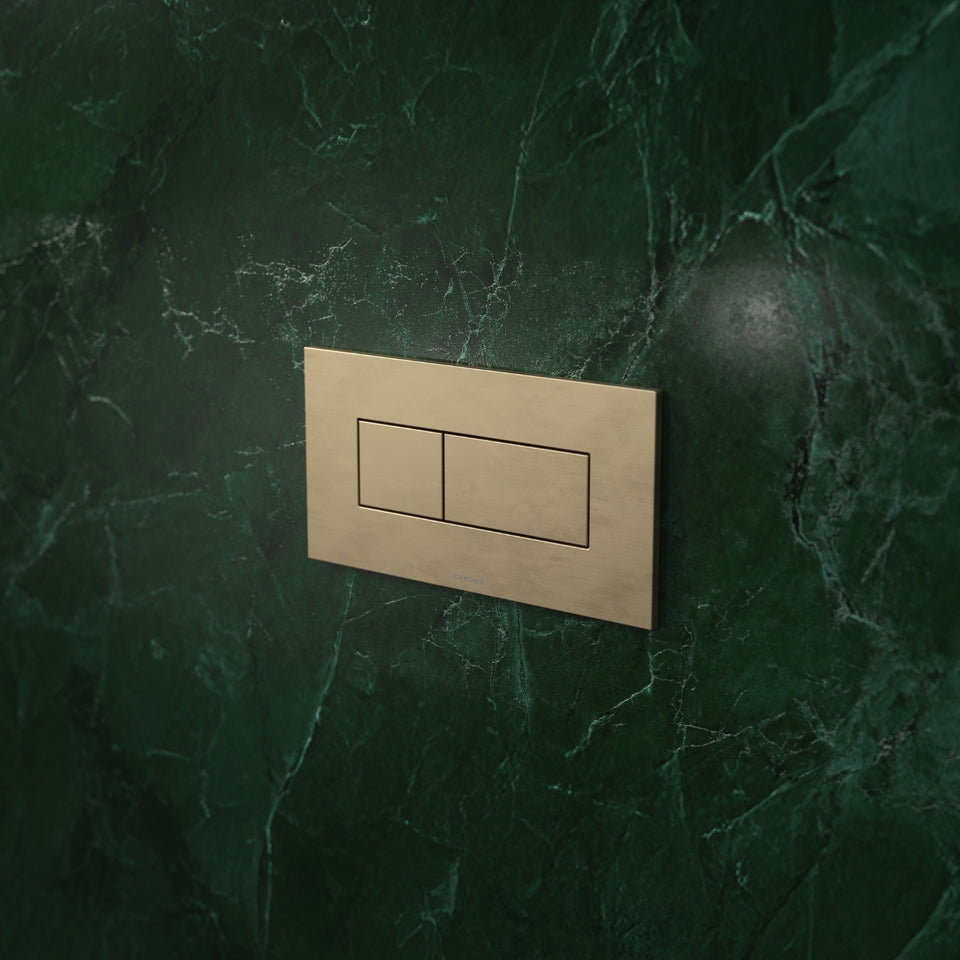 Caroma Invisi Series II® Rectangle Dual Flush Plate & Buttons (Metal) Brushed Brass