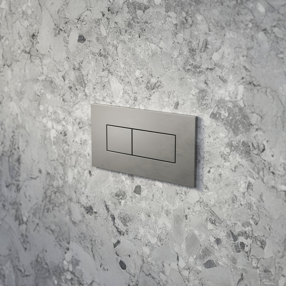 Caroma Invisi Series II® Rectangle Dual Flush Plate & Buttons (Metal) Brushed Nickel