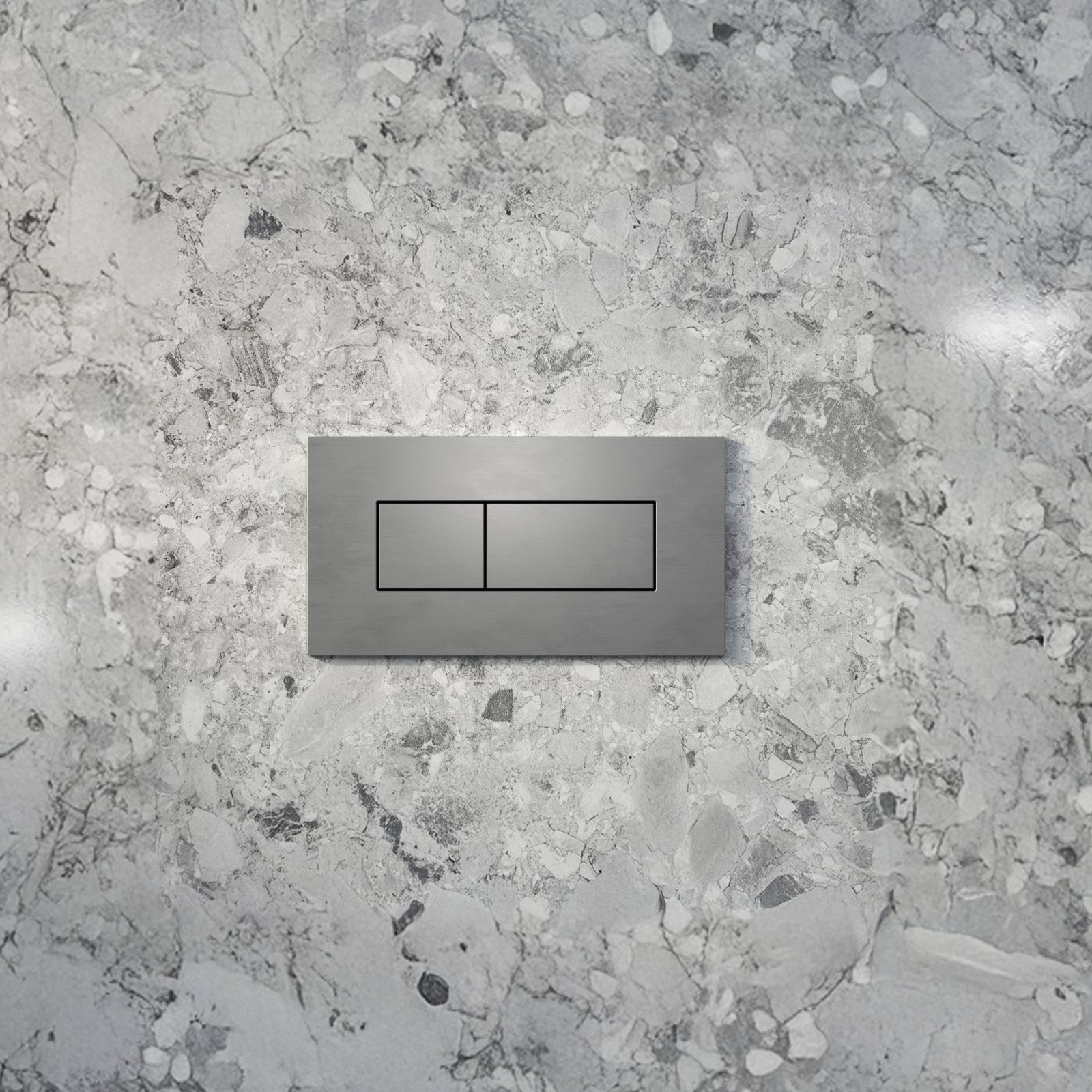 Lifestyle 2 Caroma Invisi Series II® Rectangle Dual Flush Plate & Buttons (Metal) Brushed Nickel 237020BN - The Blue Space