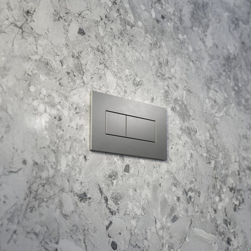 Caroma Invisi Series II® Rectangle Dual Flush Plate & Buttons (Metal) Brushed Nickel