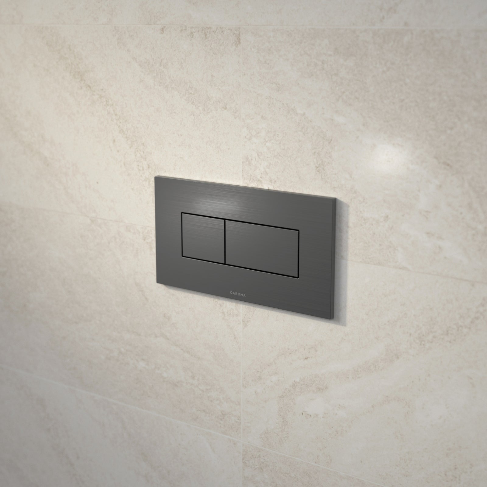 Lifestyle 3 Caroma Invisi Series II® Rectangle Dual Flush Plate & Buttons (Metal) Gunmetal 237020GM - The Blue Space
