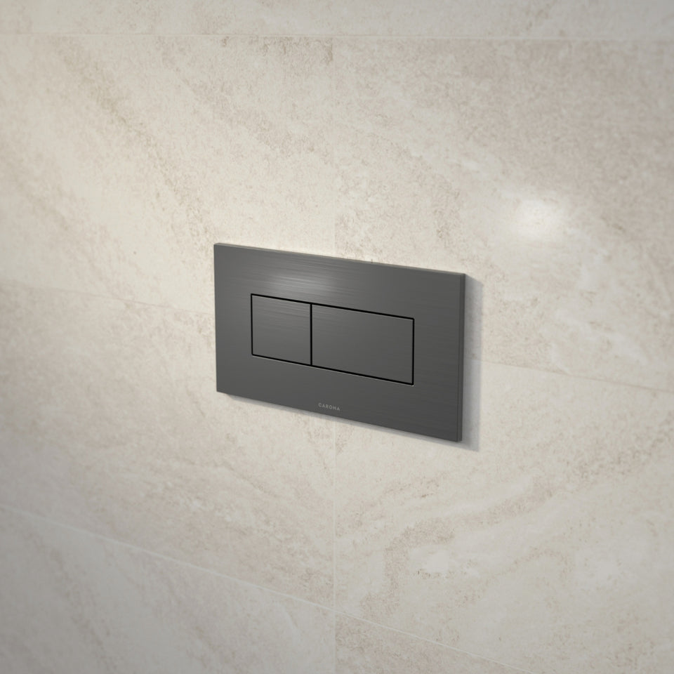 Caroma Invisi Series II® Rectangle Dual Flush Plate & Buttons (Metal) Gunmetal