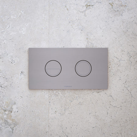 Caroma Invisi Series II Round Dual Flush Metal Plate & Buttons Brushed Nickel