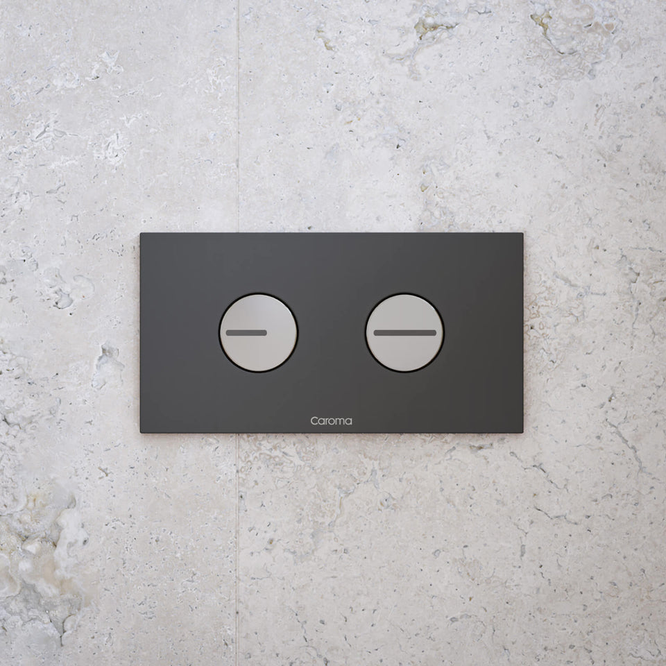 Caroma Invisi Series II Round Dual Flush Plate & Buttons - Dark Grey