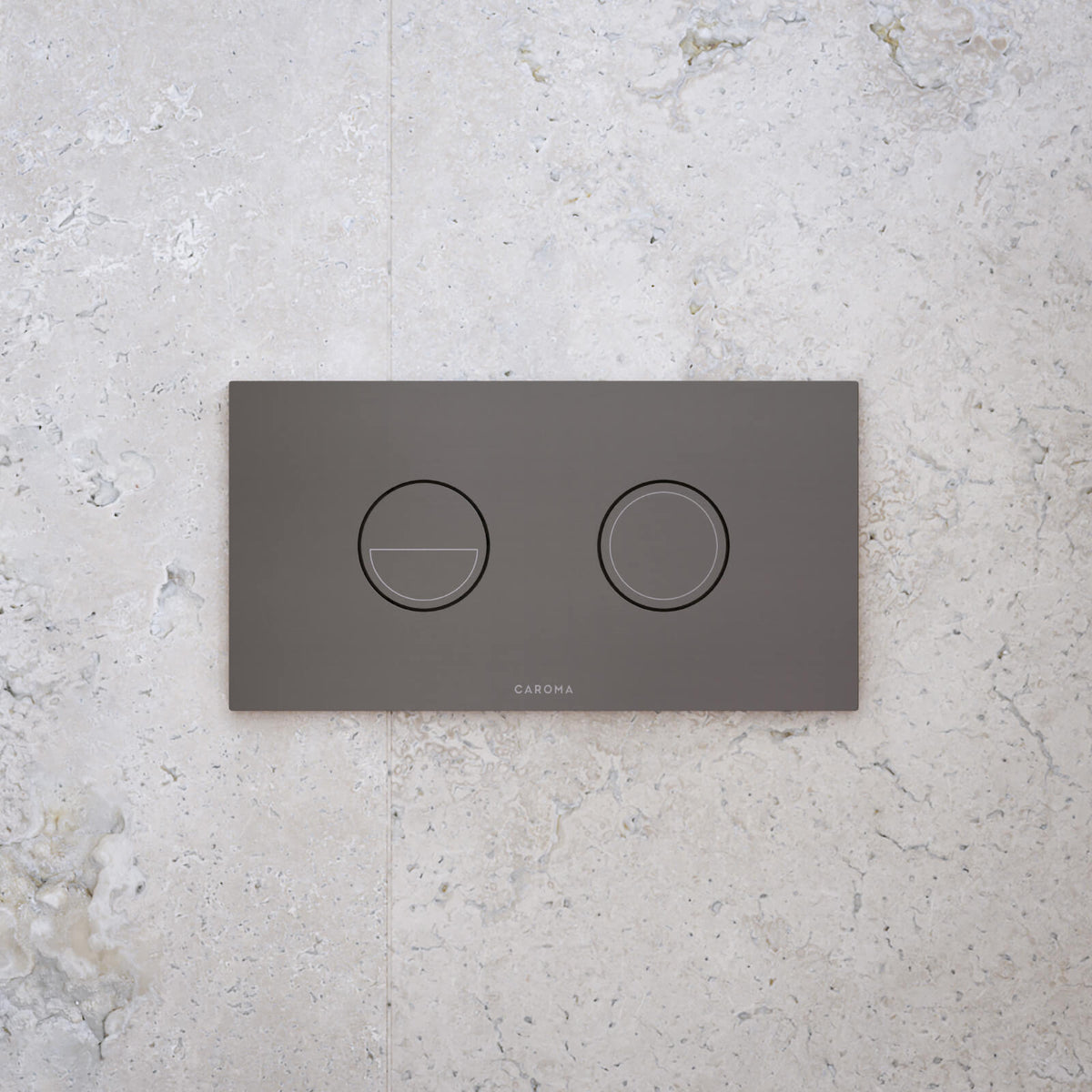 Caroma Invisi Series II Round Dual Flush Plate Buttons Gunmetal  | The Blue Space