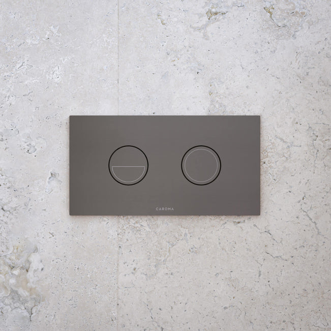 Caroma Invisi Series II Round Dual Flush Plate Buttons Gunmetal  | The Blue Space