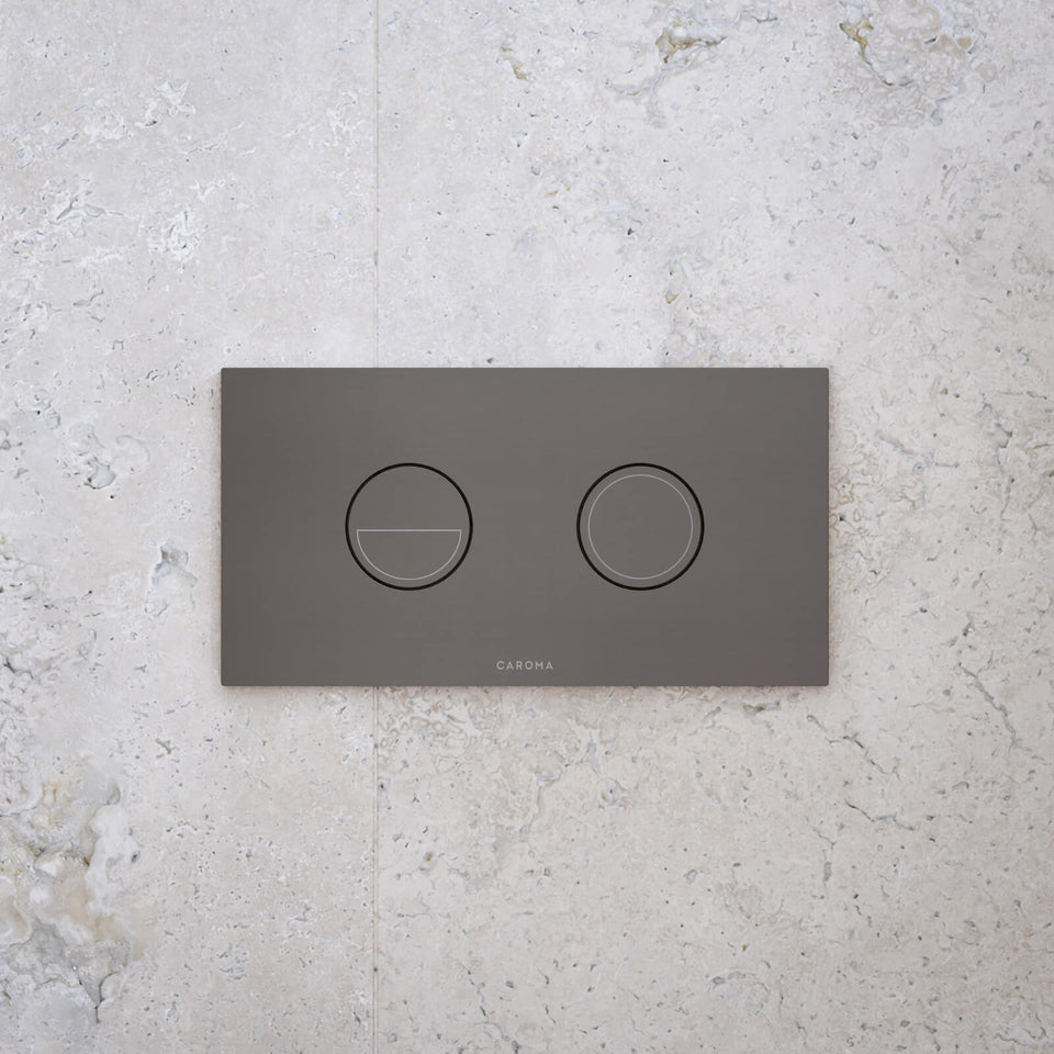 Caroma Invisi Series II Round Dual Flush Metal Plate & Buttons Gunmetal