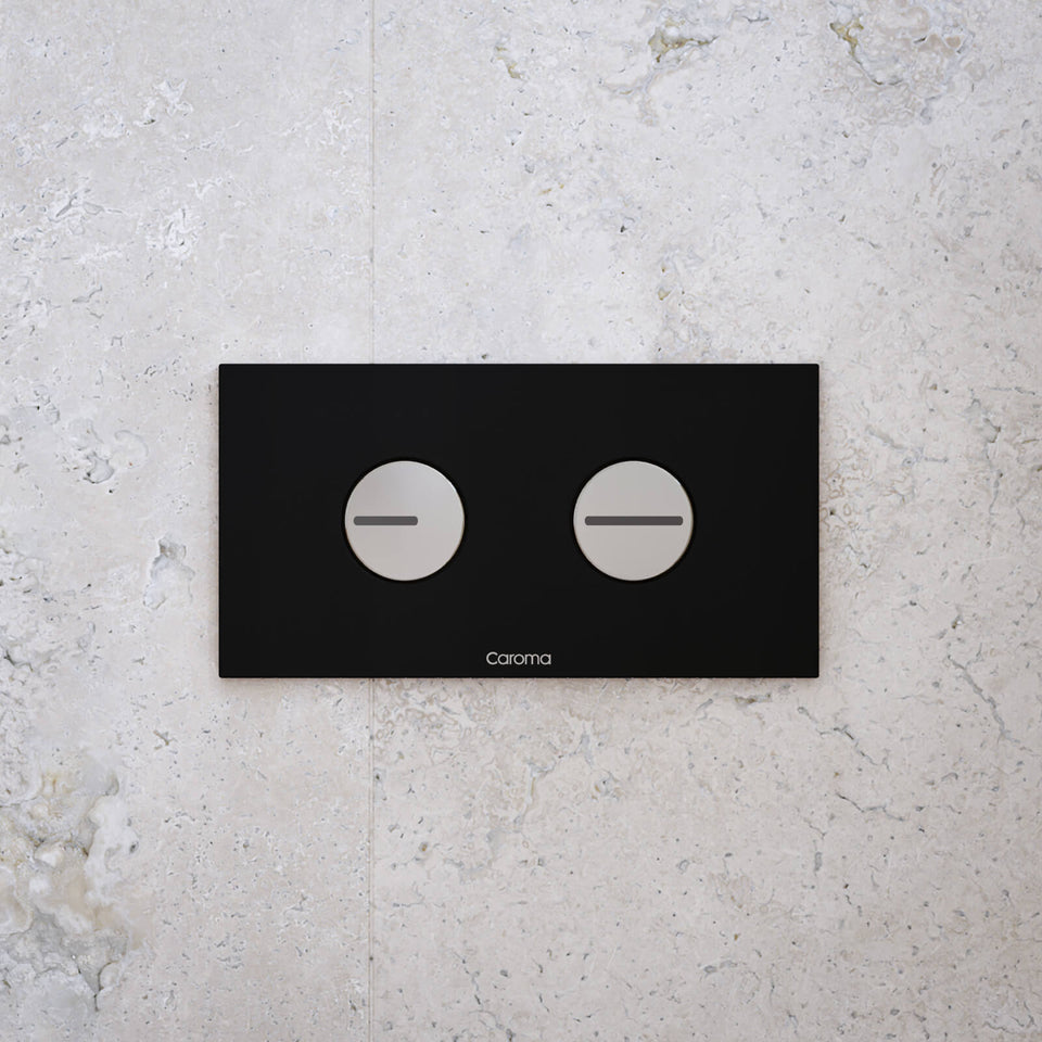 Caroma Invisi Series II Round Dual Flush Plate & Buttons - Black