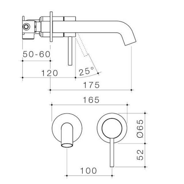 Caroma Liano II 175mm Wall Basin/Bath Mixer Separate Backplate - Brushed Bronze - Full Kit