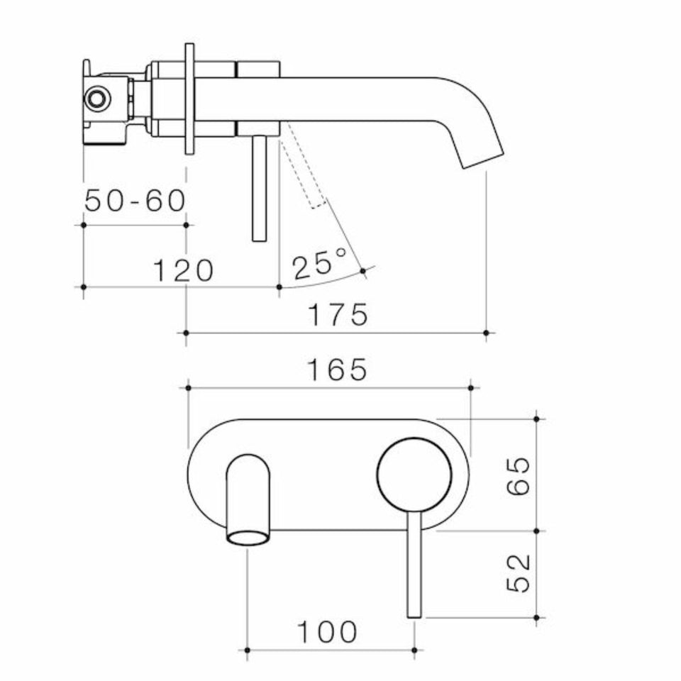 Caroma Liano II 175mm Wall Basin/Bath Mixer Round Plate - Brushed Bronze - Full Kit