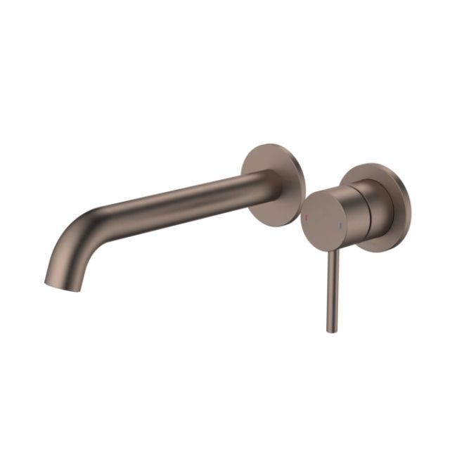 Caroma Liano II 210mm Wall Basin/Bath Mixer Separate Backplate - Brushed Bronze - Full Kit