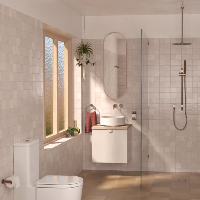 Caroma Liano II 210mm Wall Basin/Bath Mixer Separate Backplate - Brushed Bronze - Full Kit