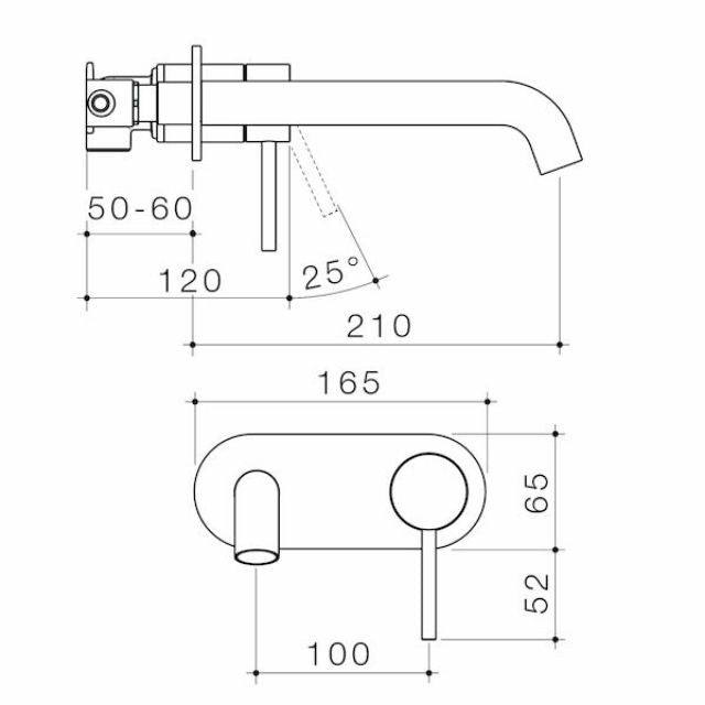 Caroma Liano II 210mm Wall Basin/Bath Mixer Round Plate - Brushed Bronze - Full Kit