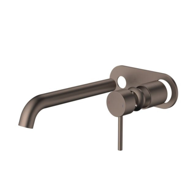 Angle Caroma Liano II 210mm Wall Basin/Bath Trim Kit - Rounded Cover Plate - Brushed Bronze 96357BBZ6AF - The Blue Space