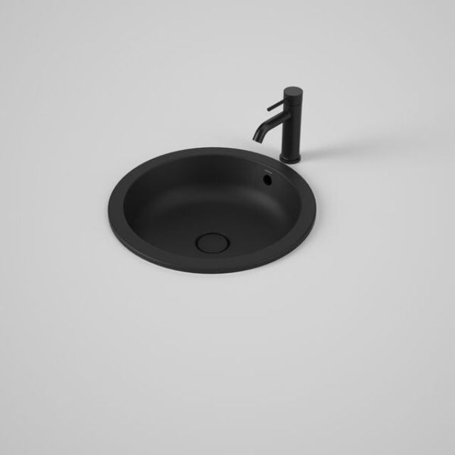 Caroma Liano II 440mm Round Under/Over Counter Basin - Matte Black (with Overflow)