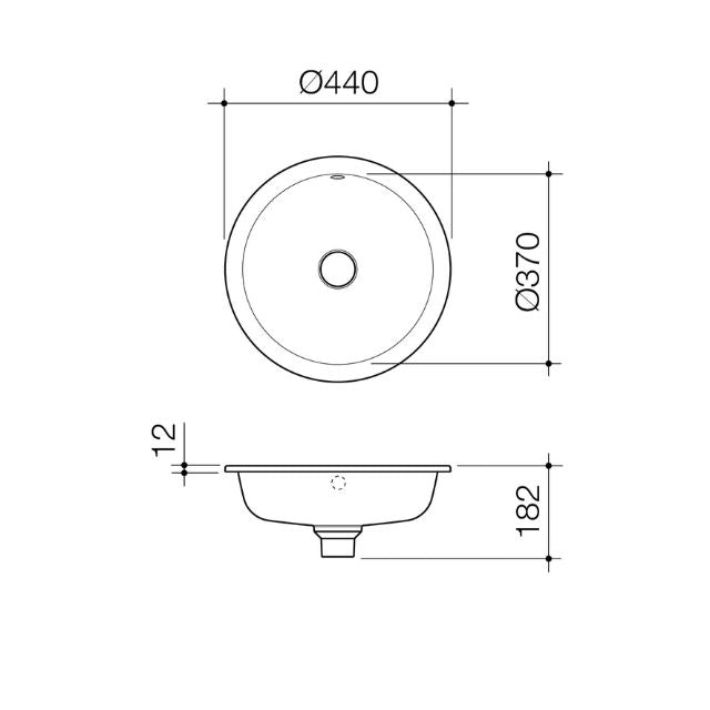 Caroma Liano II 440mm Round Under/Over Counter Basin - Matte Black (with Overflow)