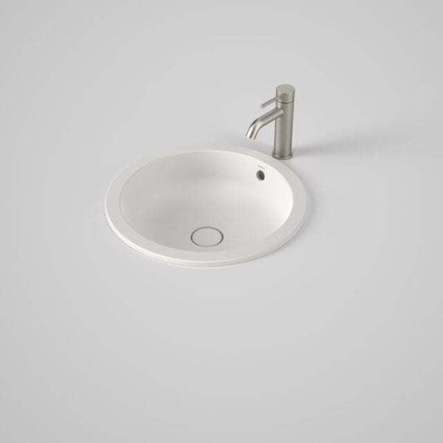Caroma Liano II 440mm Round Under/Over Counter Basin - Matte White (with Overflow)