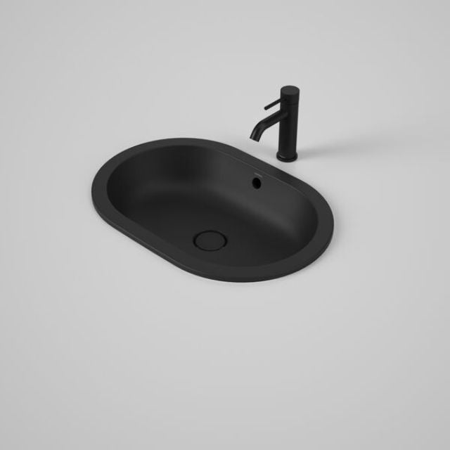 Caroma Liano II 580mm Pill Under/Over Counter Basin - Matte Black (with Overflow)