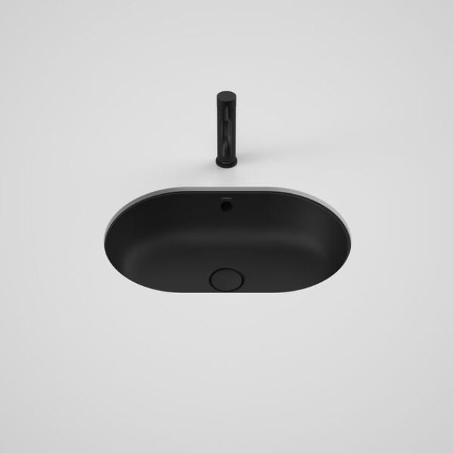 Caroma Liano II 580mm Pill Under/Over Counter Basin - Matte Black (with Overflow)