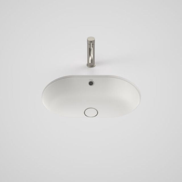 Caroma Liano II 580mm Pill Under/Over Counter Basin - Matte White (with Overflow)